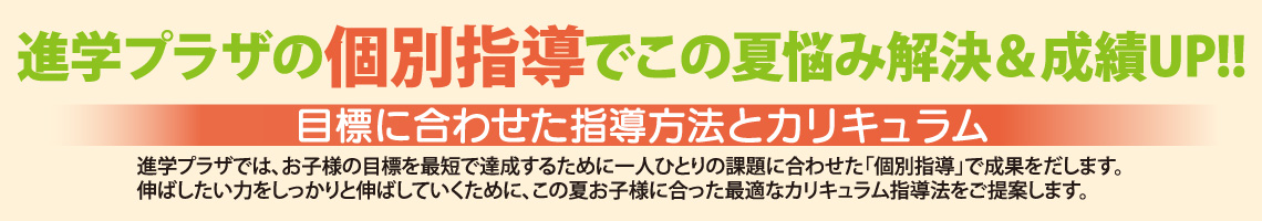進学プラザの個別指導でこの夏の悩み解決＆成績アップ！